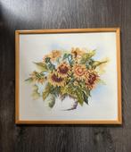 Geborduurd schilderij met Zonnebloemen !, Huis en Inrichting, Minder dan 50 cm, Ophalen of Verzenden, Zo goed als nieuw, Schilderij