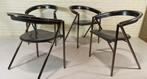 Set van 4 vintage Giannina leren stoelen, Arrben Italy, Huis en Inrichting, Stoelen, Gebruikt, Zwart, Ophalen
