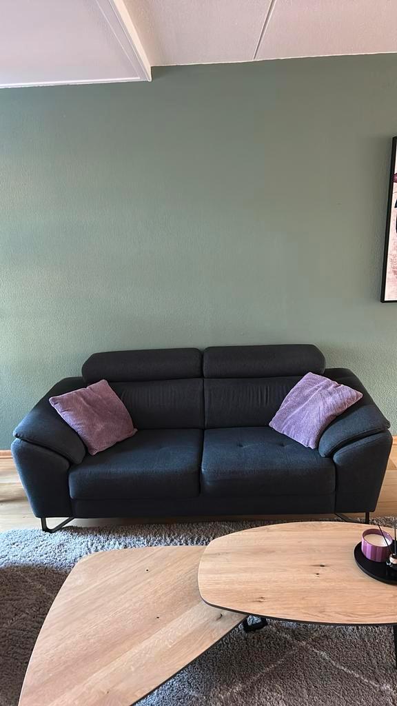 Mooie antraciet 2/3-zits bank, Huis en Inrichting, Banken | Bankstellen, Gebruikt, Rechte bank, Tweepersoons, 150 tot 200 cm, 75 tot 100 cm