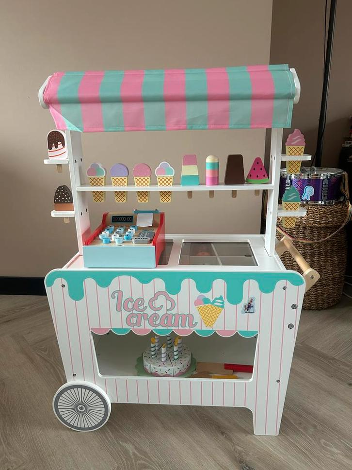 Costway Houten IJscowagen met Accessoires, Kinderen en Baby's, Speelgoed | Speelkeukens, Zo goed als nieuw, Speelkeuken-accessoire