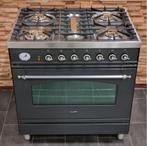 🔥Luxe Fornuis Boretti 80 cm antraciet + rvs 5 pits 1 oven, 60 cm of meer, 5 kookzones of meer, Vrijstaand, 90 tot 95 cm