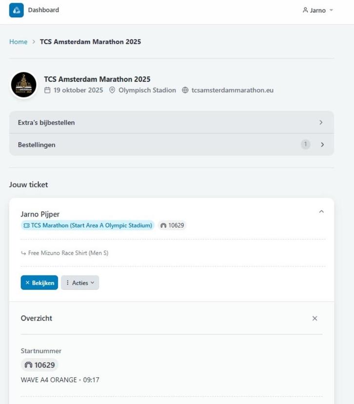 Kaartje TCS Marathon Amsterdam Start A Olympisch stadion, Tickets en Kaartjes, Evenementen en Festivals, Eén persoon