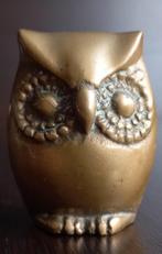 Vintage miniatuur massief bronzen beeldje uil, Antiek en Kunst, Antiek | Koper en Brons, Ophalen of Verzenden, Brons