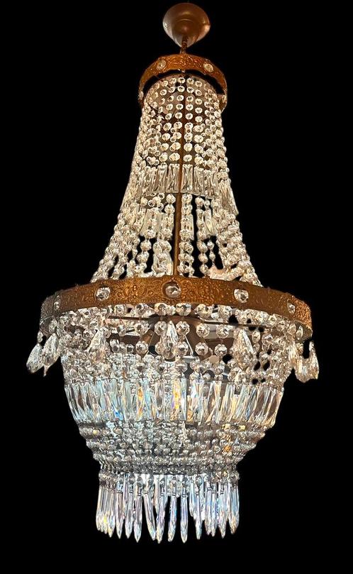 Kristallen kroonluchters, Huis en Inrichting, Lampen | Kroonluchters, Gebruikt, Glas, Metaal, Ophalen of Verzenden