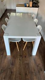 Witte Eettafel 180x90 cm met 6 Witte Stoelen, Huis en Inrichting, Complete eetkamers, Ophalen, Zo goed als nieuw, 4 tot 6 stoelen
