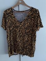 MS Mode Geel/Zwart T-shirt Met V-hals en Zebra Print Maat XL, Verzenden, Geel, Maat 46/48 (XL) of groter, Zo goed als nieuw
