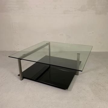Glazen salontafel 110 x 110 cm in de stijl van Rolf Benz en  beschikbaar voor biedingen