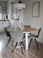 Complete Eetkamerset - Ronde Tafel & 4 Stoelen, Huis en Inrichting, Stoelen, Ophalen, Zo goed als nieuw, Vier