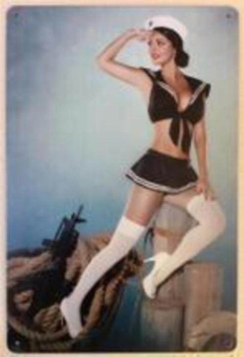 Wo2 Pin Up Machinegun Leger Babe Metalen Bord Poster, Verzamelen, Militaria | Algemeen, Verzenden