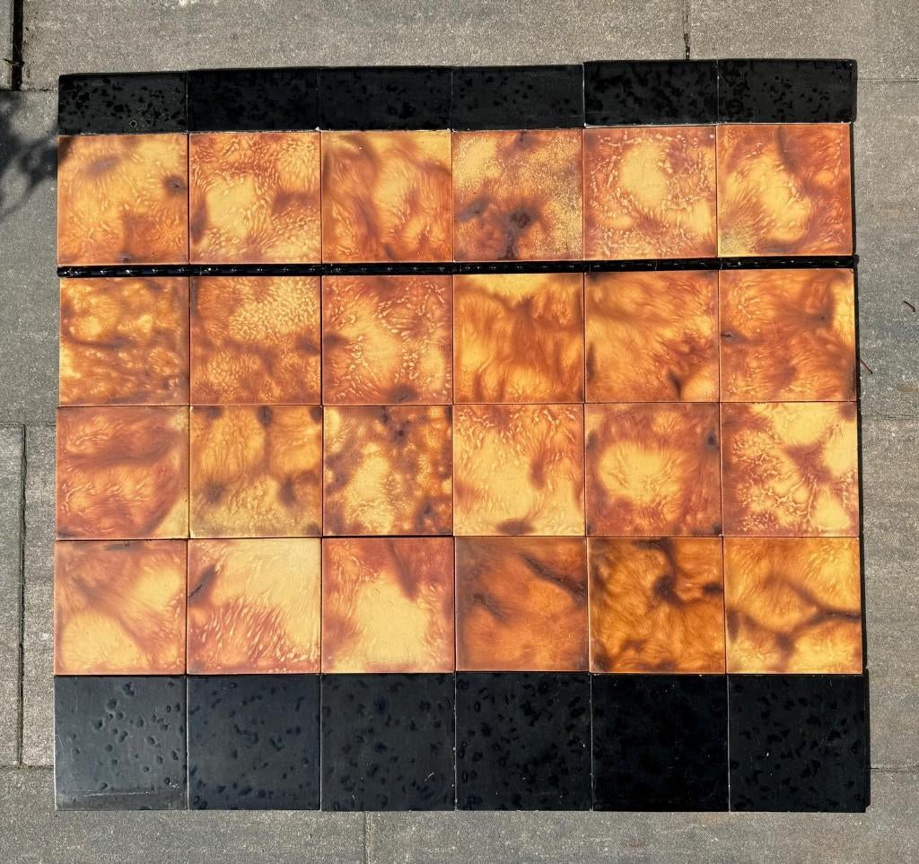 Karamel gevlamde wandtegels 1930, Doe-het-zelf en Verbouw, Tegels, Gebruikt, Minder dan 20 cm, Minder dan 5 m², Wandtegels