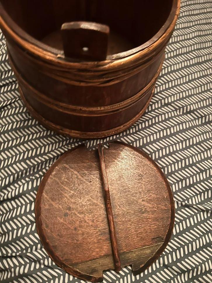 Oude Eikenhouten Bewaar Emmer/Ton met Deksel, Antiek en Kunst, Antiek | Woonaccessoires, Ophalen