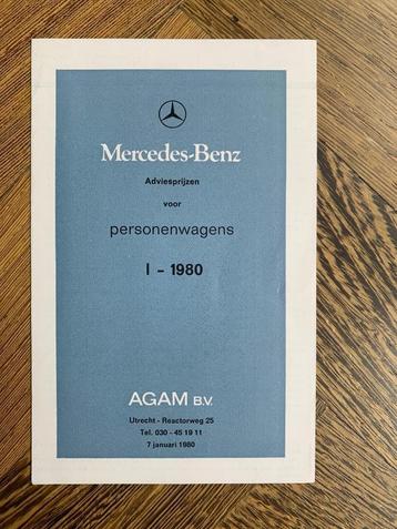 Prijslijst Mercedes-Benz personenwagens januari 1980 beschikbaar voor biedingen