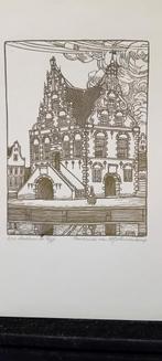 W.O.J. NIEUWENKAMP.  Houtsnede stadhuis De Rijp, Ophalen of Verzenden