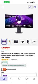 lg ultragear 45gx950a Gaming monitor, Computers en Software, Monitoren, Gaming, IPS, Nieuw, Ultra HD (4K)
