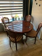 Uitschuifbare eethoek met 4 stoelen, Ophalen of Verzenden, Gebruikt, 4 tot 6 stoelen