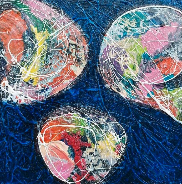 Abstract schilderij blauw, Antiek en Kunst, Kunst | Schilderijen | Abstract, Ophalen of Verzenden