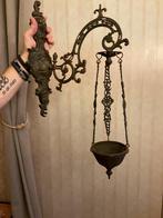 Antieke Jugendstil wand olielamp  ca. 1900 – messing/brons, Ophalen of Verzenden