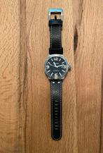 TW Steel heren horloge zwart leer, Overige merken, Leer, Staal, Verzenden