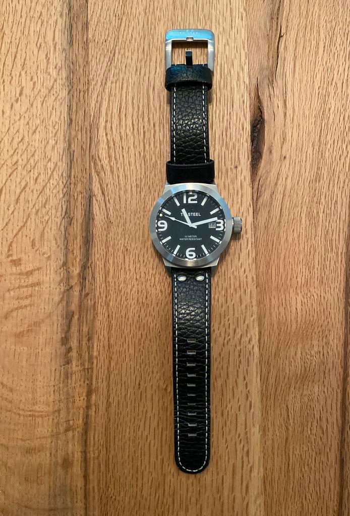 TW Steel heren horloge zwart leer, Sieraden, Tassen en Uiterlijk, Horloges | Heren, Nieuw, Polshorloge, Overige merken, Staal
