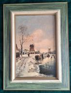Winters landschap met molen, Antiek en Kunst, Kunst | Schilderijen | Klassiek, Ophalen of Verzenden