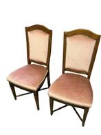 Houten stoelen bekleed met oud roze fluweel, Huis en Inrichting, Stoelen, Ophalen, Gebruikt, Twee, Overige kleuren