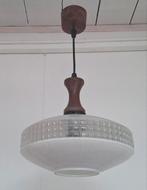 Vintage Philips of Temde? hanglamp. Glaskap en teakhout., Huis en Inrichting, Lampen | Hanglampen, Ophalen of Verzenden, Zo goed als nieuw