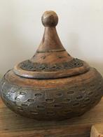 Offer pot India hout/ koper, Verzenden