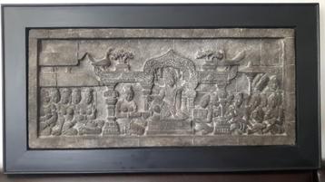 groot Boedha Bas Reliëf paneel - 56,5 x 106,5 cm beschikbaar voor biedingen
