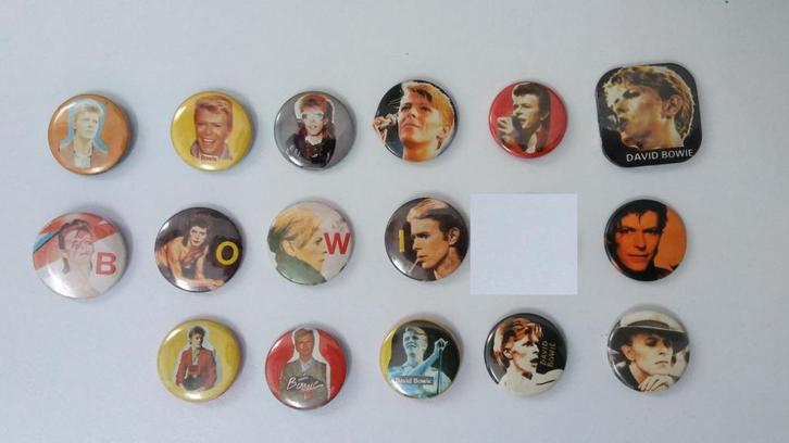 David Bowie muziek button buttons set artiest, Verzamelen, Muziek, Artiesten en Beroemdheden, Zo goed als nieuw, Ophalen of Verzenden