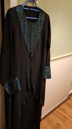 Elegante Zwarte Abaya met Turquoise Accenten, Zwart, Maat 42/44 (L), Ophalen of Verzenden, Zo goed als nieuw