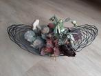 Mooie zwarte deco schaal met kunstbloemen, Ophalen of Verzenden, Gebruikt, Binnen