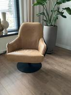 Zgan draai fauteuil ronde voet mat leer cognac, Huis en Inrichting, Fauteuils, Ophalen, Zo goed als nieuw
