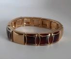 Monet vintage vergulde design armband goudkleurig elastisch, Ophalen of Verzenden