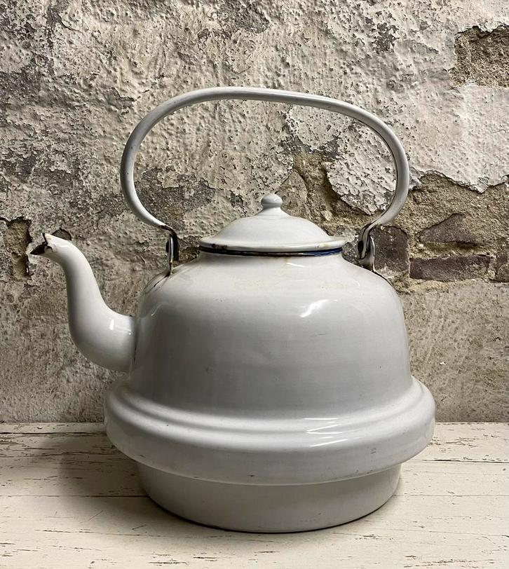 Emaille oude grote ketel / zakketel wit, Antiek en Kunst, Antiek | Emaille, Ophalen of Verzenden