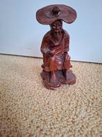 Houten beeldje van een man met hoed - 20 cm, Ophalen of Verzenden