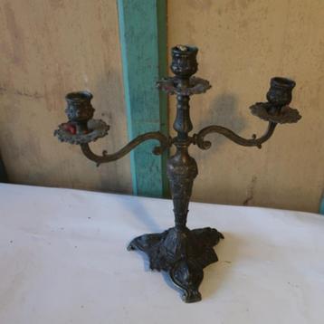Kandelaar koper kaars standaard brocante 31 cm hoog beschikbaar voor biedingen
