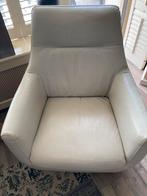 Room witte leren draai fauteuil te koop aangeboden, Ophalen, Gebruikt, 75 tot 100 cm, 50 tot 75 cm