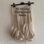 Haar clip in extension platina blond 55 lang nieuw, Ophalen of Verzenden