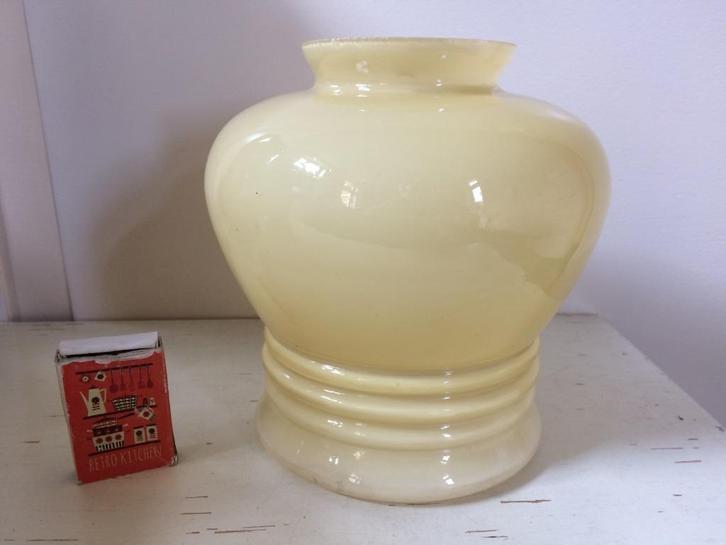 2 donker geel & oudroze opaline glas hanglamp vaas melkglas, Antiek en Kunst, Antiek | Glas en Kristal, Ophalen of Verzenden