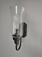 Wandlamp oud zwart metaal landelijk, Ophalen, Zo goed als nieuw, Glas