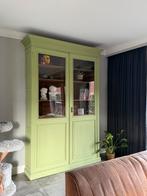 Groene gerestylde kast/buffetkast/boekenkast, 200 cm of meer, Ophalen of Verzenden, 25 tot 50 cm, Glas