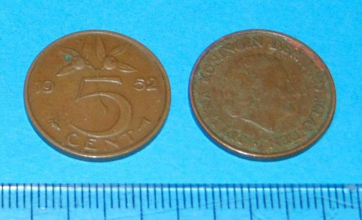 Nederland - stuiver 1952, Postzegels en Munten, Munten | Nederland, Losse munt, 5 cent, Koningin Juliana, Verzenden