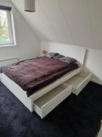 Malm 2-persoonsbed 140x200 + matras, Gebruikt, Wit, Tweepersoons, 200 cm