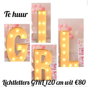 Lichtletters 120 cm hoog GIRL te huur voor €80