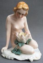 Om 1920-1945 Porseleinen Beeld Dame Naakt Karl ENS Porselein, Ophalen of Verzenden