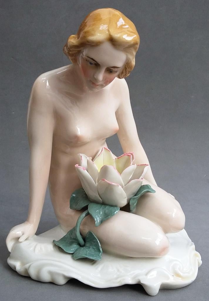 Om 1920-1945 Porseleinen Beeld Dame Naakt Karl ENS Porselein, Antiek en Kunst, Antiek | Porselein, Ophalen of Verzenden