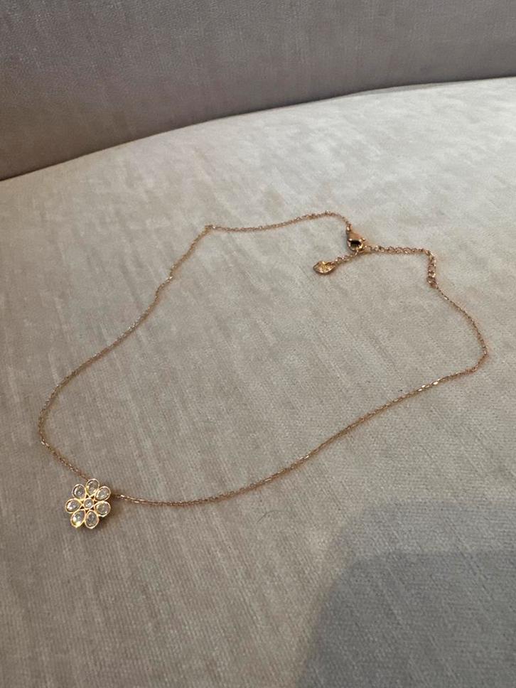 Swarovski Ketting met Bloem, Sieraden, Tassen en Uiterlijk, Kettingen, Zo goed als nieuw, Overige materialen, Goud, Met kristal