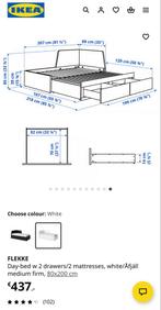 Ikea Flekke Slaapbank, Ophalen, Verstelbaar, Eenpersoons, Wit