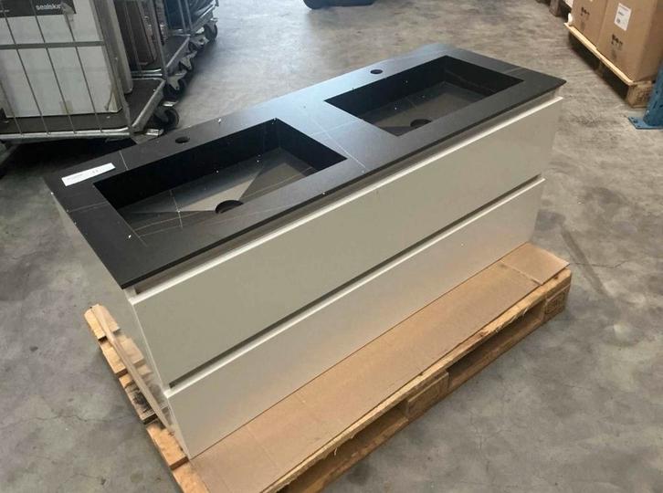 Luxe Lucido badkamermeubel met dubbele wastafel - Nieuw, Huis en Inrichting, Badkamer | Badkamermeubels, Nieuw, Wastafelkast, Minder dan 100 cm