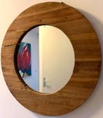 Grote ronde houten spiegel, Huis en Inrichting, Woonaccessoires | Spiegels, Ophalen, Rond, Zo goed als nieuw, 75 tot 100 cm